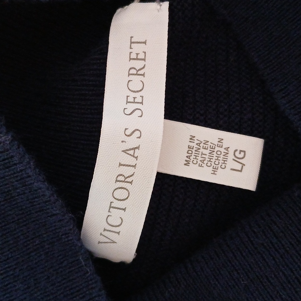 Victoria's Secret Active Wear Cotton Cashmere Blend Sweater Navy & Black Size L - Picture 8 of 11